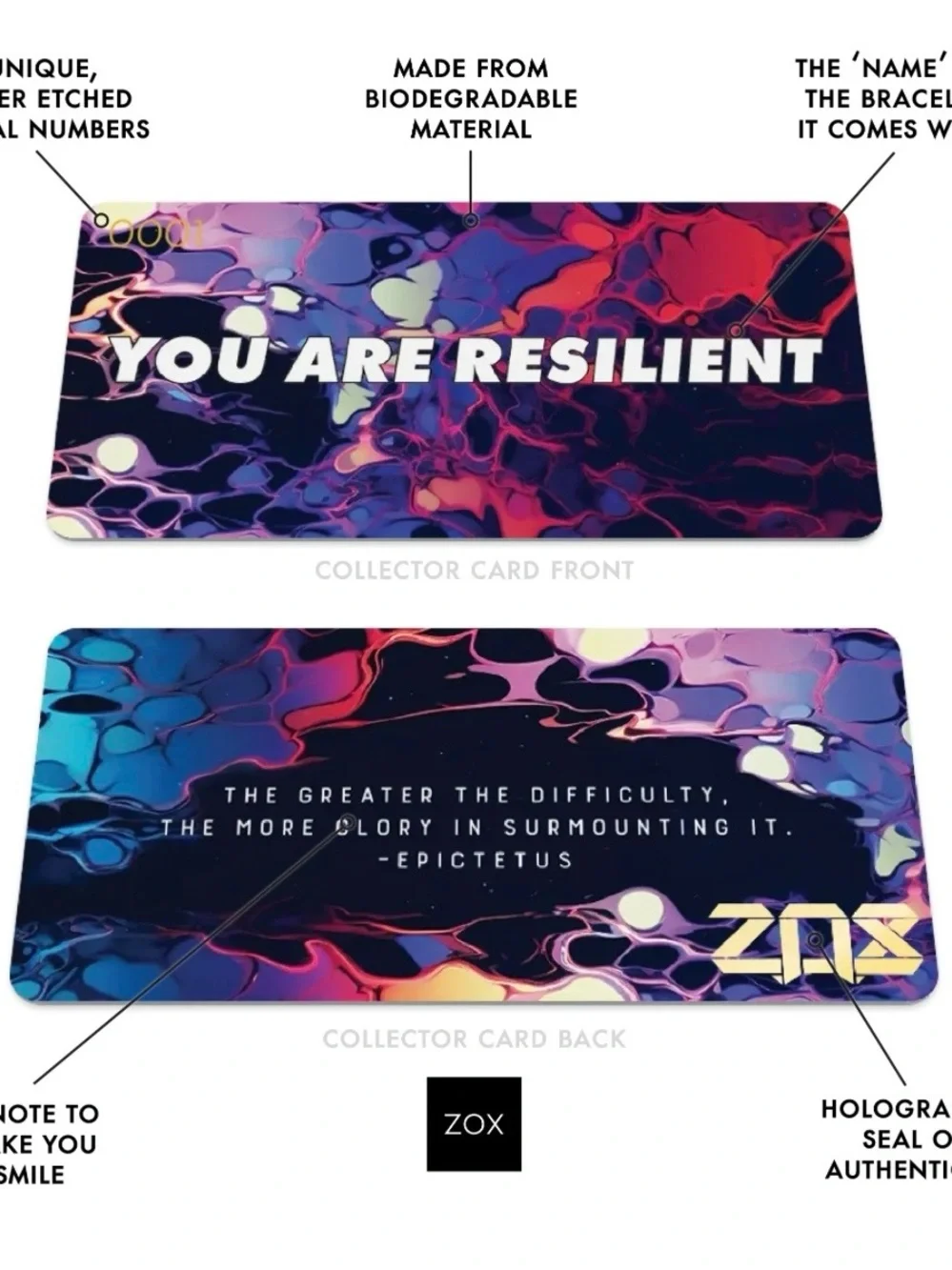 ZOX 'You Are Resilient' Reversible Bracelet - Purple & Blue